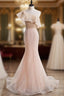 Champagne Pink Mermaid Sequins One Shoulder Formal Prom Dress