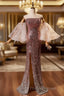 Champagne Pink Sequins Mermaid Strapless Formal Prom Dress
