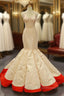Champagne Red Mermaid Satin V-neck Pleats Formal Prom Dress