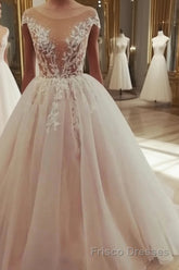 Champagne tulle lace long Formal Prom Dresses, tulle evening Dresses