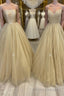 Champagne tulle long Formal Prom Dresses tulle long formal Dresses