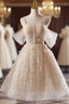 Champagne Tulle Spaghetti Straps Pleats Homecoming
