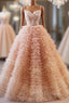 Champagne Tulle Tiers Sequins Quinceanera Dress