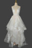 Champagne V-Neck Long Formal Prom Dress A-Line Tulle Formal Evening Dress