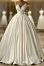 Charmeuse Sleeveless White Wedding Dress With Beading Off Shoulder Elegant Floor Length