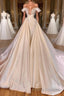 Charming A-Line Off-the-shoulder Cathedral V-Neck Long Wedding Dresses