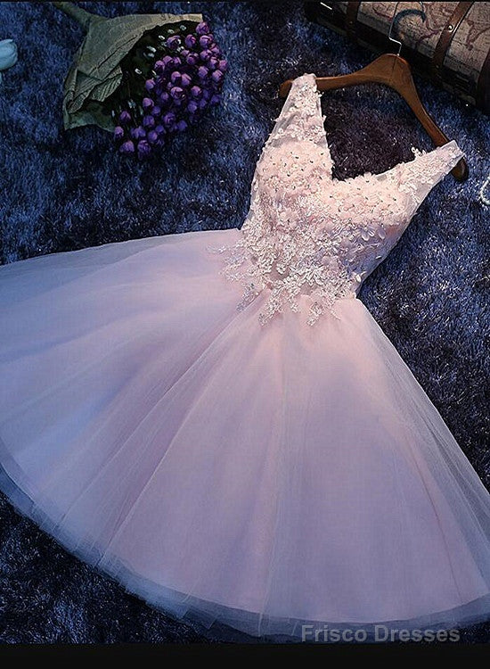 Charming Pink V-Neckline Short Party Dress, Cute Graduation Party Dres – Frisco Dresses