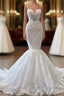 Charming Sleeveless Spaghetti Straps Mermaid Wedding Dress with Ruffles