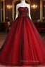 Charming Sweetheart Red and Black Gown, Sweet 16 Dress, Formal Dress