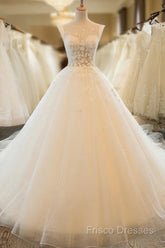 Charming Tulle Wedding Dress, Sexy Ball Gown Wedding Dress, Scoop Neckline Bridal Dress Formal Prom Dress