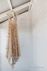 Charming V-Neck Floral Long Prom Dress, Evening Dress