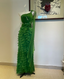 Chic Dark Green One-Shoulder Layered Ruffle Chiffon Long Prom Dress Evening Dress