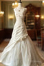 Chic Mermaid Halter Satin Ivory Long Wedding Dress Bridal Dress