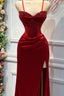 Chic Mermaid Spaghetti StrapsSatin Long Formal Dress With Beading Wedding Guest Dress