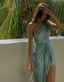 Chic One Shoulder Satin Party Dress Long Prom Dress Evening Dress