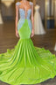 Chic Sleeveless Backless Mermaid Formal Prom Dresses With Beading