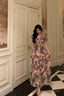 Classy A Line V Neckline Grape Flora Chiffon Prom Dresses Birthday Outfits Evening Gown