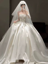 Classy Ball Gown Strapless Neckline Long Sleeves Sequin White Wedding Dresses Brides Dress