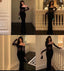 Classy Mermaid Spaghetti Straps Black Satin With Tops Lace Long Prom Dresses Trendy Party Dress For Women