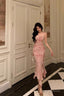Classy Mermaid Spaghetti Straps Pink Prom Dresses Birthday Outfits Evening Gown
