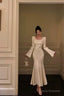 Classy Mermaid Square Neckline Long Sleeves Prom Dresses Birthday Outfits Evening Gown