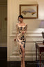 Classy Sheath Sweetheart Floral Satin Prom Dresses Birthday Outfits Evening Gown
