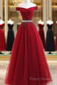 Custom Made Burgundy Off Shoulder Formal Prom Dress, Burgundy Formal Dress, Off Shoulder Formal Dress, Bridesmaid Dress