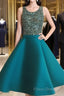 Custom Made Round Neck Sequin Short Green Formal Prom Dress, Homecoming Dress