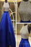 Custom Made Royal Blue Round Neck Sleeveless Formal Prom Dress, Blue Formal Dress