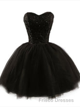Sweetheart Short Black Lace Formal Prom Dress, Black Lace Graduation / Homecoming Dress
