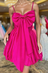 Cute A-Line Fuchsia Bow Short Homecoming Dress