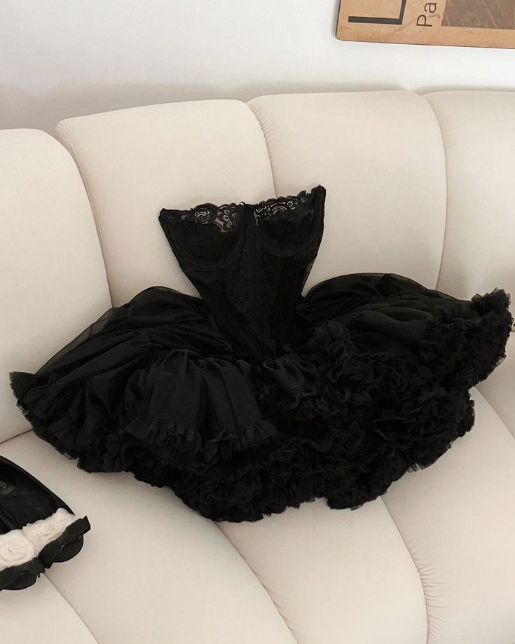 cute black birthday dresses Ball Gown Strapless Ruffles Lace Homecoming Dress Short Bir – Frisco 10 Years (150cm) 76 Nocturne Black Velvet & Color:Turquoise Style-Color-Dim:AP1E213460_AC497_M
