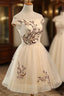 Cute Champagne Off Shoulder Knee Length Formal Prom Dress , Lovely Formal Dress
