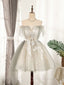 Cute Gray Tulle Lace Short Formal Prom Dress, Gray Tulle Puffy Homecoming Dress
