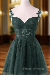Cute Green Tulle Short Straps Sweetheart Homecoming Dress, Green Short Formal Prom Dress