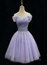 Cute Light Purple Beaded Tulle Homecoming Dress, Short Formal Prom Dress Formal Dress