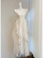 Cute Off-White Ruffled Chiffon Long Prom Dress Evening Dress Bridesmaid Dress