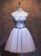 Cute Pink and Blue Homecoming Dress, Tulle Short Formal Prom Dress