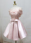 Cute Pink Satin Short Formal Prom Dress , Lovely Party Dress