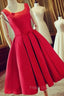 Cute Satin Bow Back Party Dress, Red Short Homecoming Dress