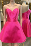 Cute Sweetheart Neck Short Hot Pink Formal Prom Dresses, Hot Pink Formal Graduation Homecoming Dresses, Cocktail Dresses