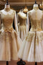 Cute Tulle Lace Applique Short Formal Prom Dress, Homecoming Dress