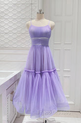 Cute Tulle Scoop Spaghetti Straps Homecoming Dress, Short Formal Prom Dress