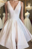 Cute V Neck Satin Short Homecoming Dress