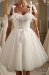 Cute white tulle lace short Formal Prom Dresses, white homecoming Dresses