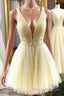 Cute yellow tulle short Formal Prom Dresses, yellow homecoming Dresses