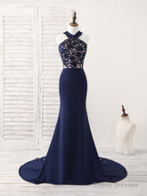 Dark Blue Lace Mermaid Long Prom Dress Mermaid Bridesmaid Dress