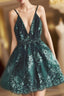 Dark Green Homecoming Dress,Short Hoco Dress