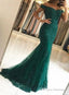 Dark Green Mermaid Off Shoulder Party Dress with Lace Mermaid Prom Dress prom dresses shops