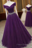 Dark Purple Tulle Long Formal Prom Dress, Beautiful Junior Formal Prom Dress